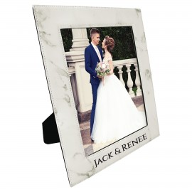 Logo Branded 8" x 10" White Marble Leatherette Photo Frame