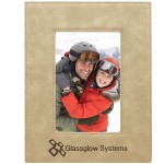 Leatherette 4 x 6 Photo Frame - Light Brown with Logo