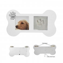 Bone Shape Memorial dog Picture Frame with Paw Print Kit with Logo