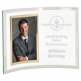 11" x 8" Jade Glass Crescent with 4" x 6" Picture Frame with Logo