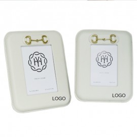 Personalized White Leather Frame  Personalized White Leather Frame