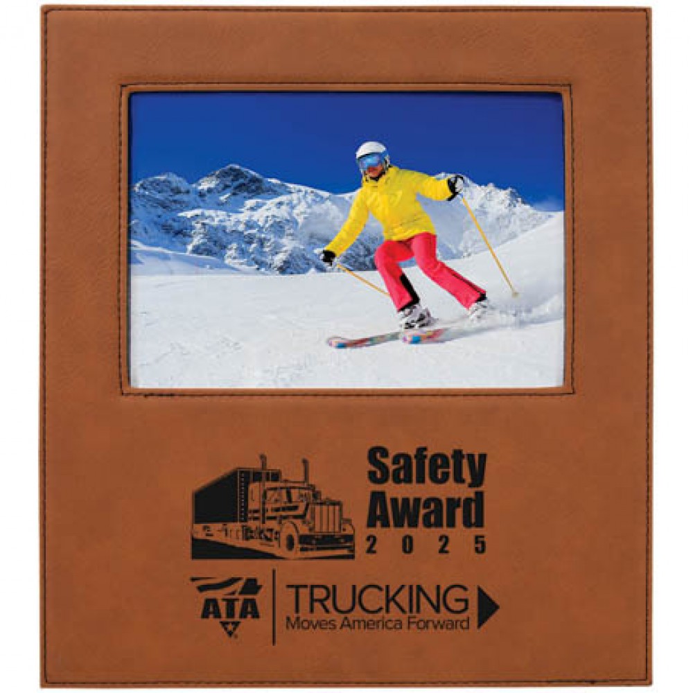 Logo Branded Leatherette Frame Holds 5 x 7, Rawhide