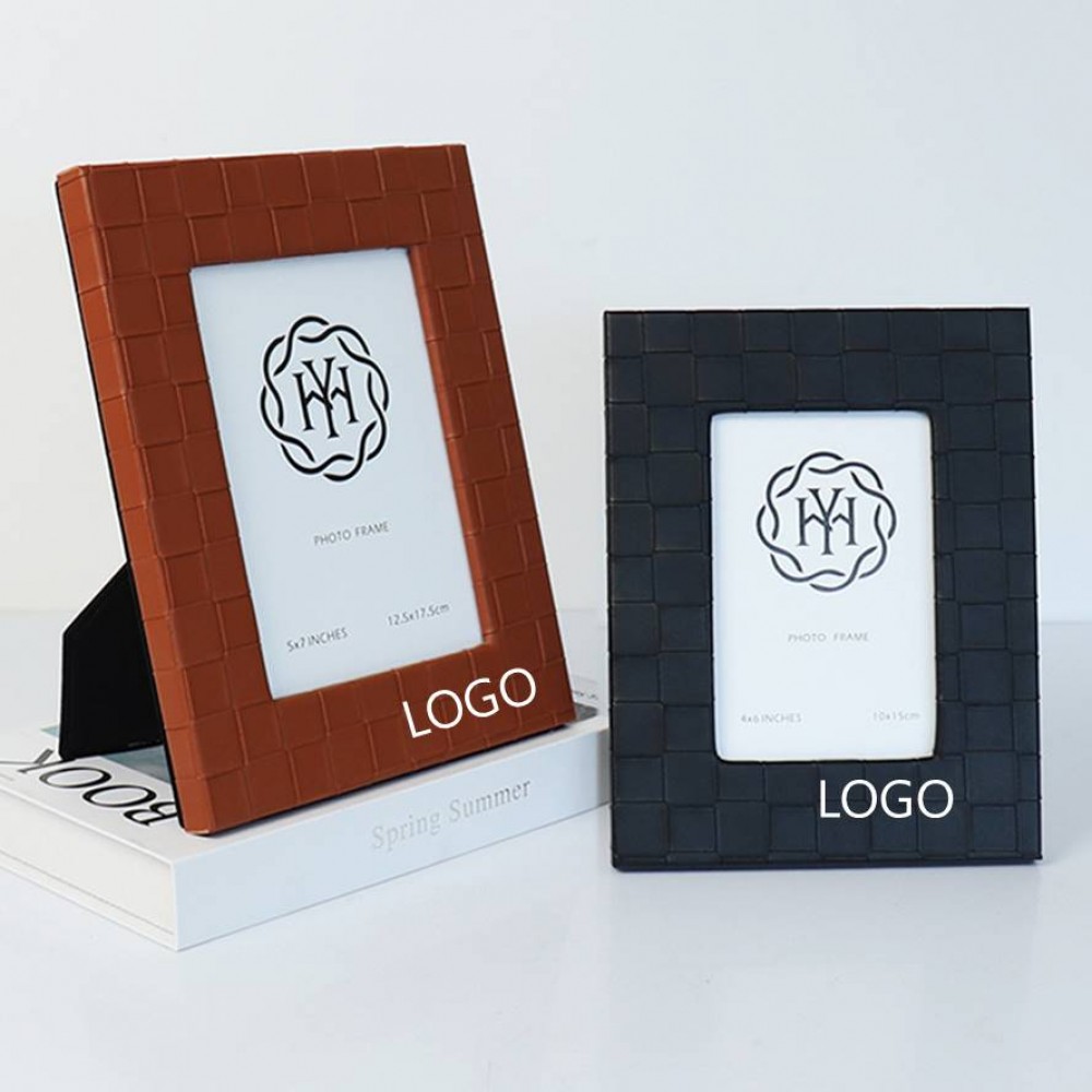 Woven Leather Picture Frame with Logo