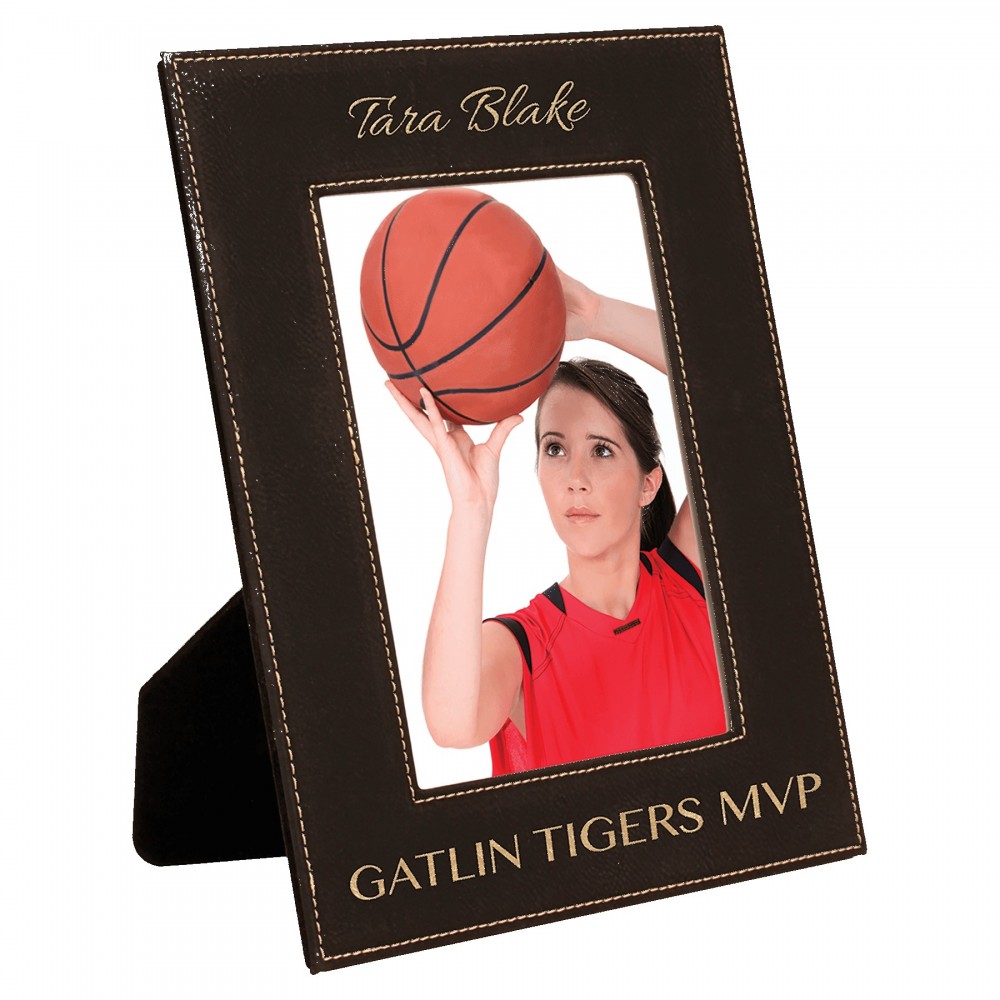 Custom 5" x 7" Black/Gold Leatherette Photo Frame Custom 5" x 7" Black/Gold Leatherette Photo Frame