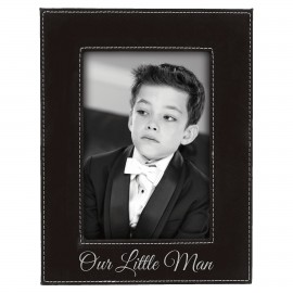 4" x 6" Black/Silver Leatherette Photo Frame with Logo