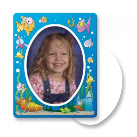 30 Mil Oval Center Ocean Picture Frame Magnet - Full Color with Logo