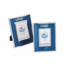 Blue Metal Leather Photo Frame with Logo  Blue Metal Leather Photo Frame with Logo