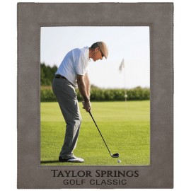 8" x 10" Gray Leatherette Photo Frame with Logo