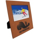 Logo Branded Rawhide Leatherette Photo Frame w/4.25" x 8.9" Eng Area