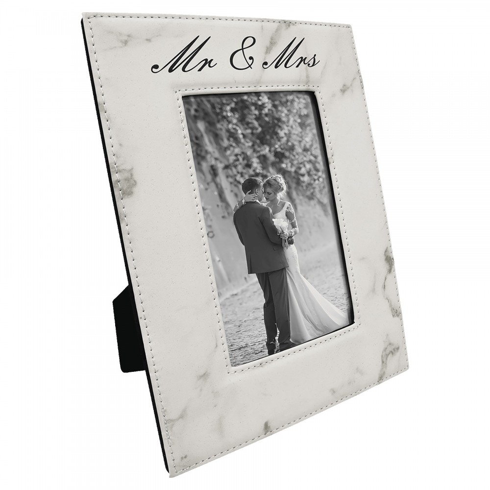 Promotional 4" x 6" White Marble Leatherette Photo Frame Promotional 4" x 6" White Marble Leatherette Photo Frame