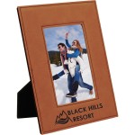 Leatherette 4 x 6 Photo Frame - Rawhide with Logo