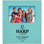 Logo Branded Leatherette Frame Holds 4 x 6, Teal