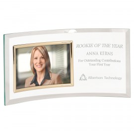 Custom 12.75" x 6.5" Jade Glass Crescent with 6" x 4" Picture Frame  Custom 12.75" x 6.5" Jade Glass Crescent with 6" x 4" Picture Frame