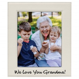 8" x 10" White Leatherette Photo Frame with Logo