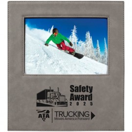 Leatherette Frame Holds 5 x 7, Gray with Logo