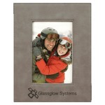 Customized 4" x 6" Gray Leatherette Photo Frame