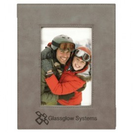 Customized 4" x 6" Gray Leatherette Photo Frame