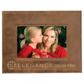 Personalized 4" x 6" Rustic/Gold Leatherette Photo Frame