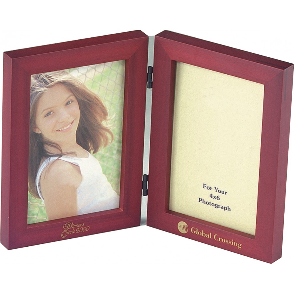Simple Wood Picture Frame - Double Folding Picture Frame 5" x 7" with Logo