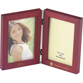 Simple Wood Picture Frame - Double Folding Picture Frame 5" x 7" with Logo