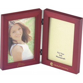 Simple Wood Picture Frame - Double Folding Picture Frame 5" x 7" with Logo  Simple Wood Picture Frame - Double Folding Picture Frame 5" x 7" with Logo