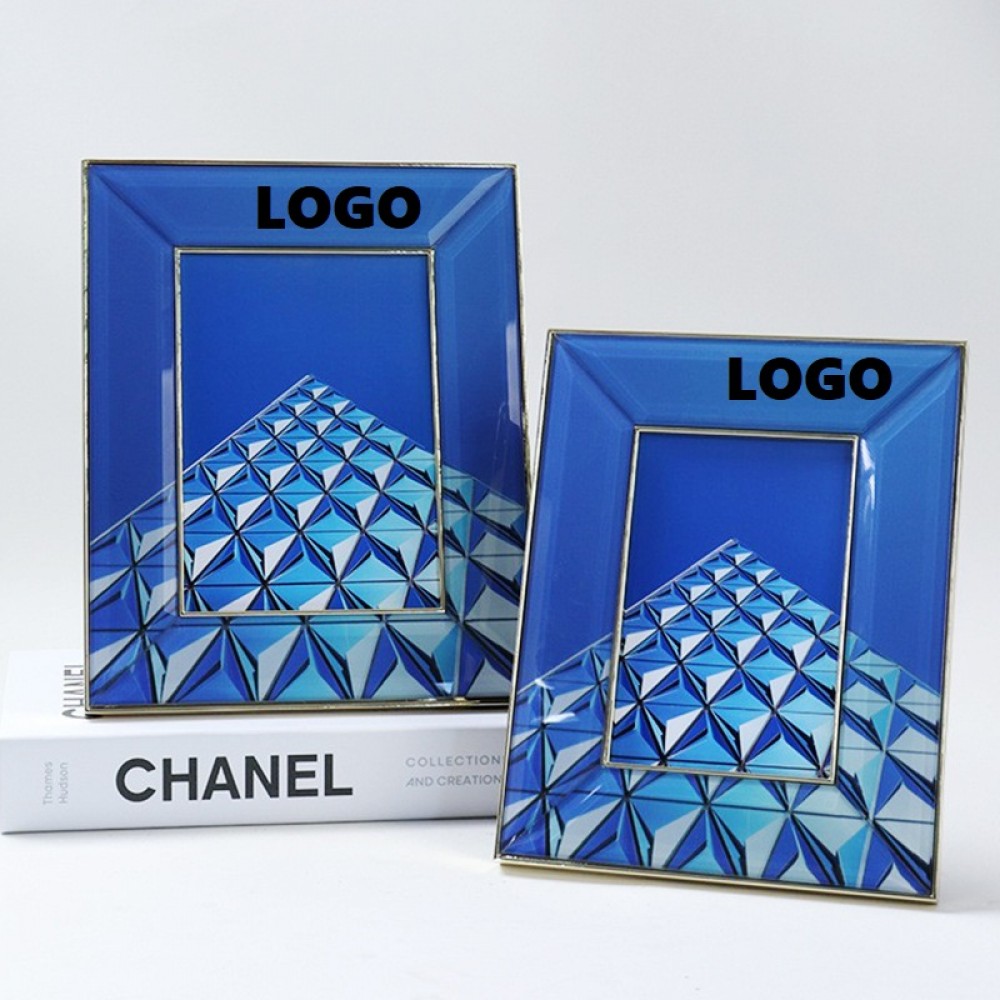 Klein Blue Metal Glass Photo Frame with Logo