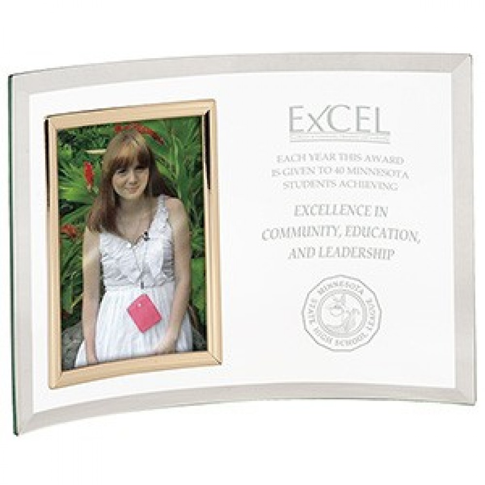 Promotional 11" x 8" Jade Glass Crescent Picture Frame Promotional 11" x 8" Jade Glass Crescent Picture Frame