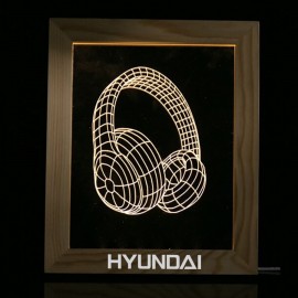 Logo Branded LED 3D Illusion Light In A Wood Picture Frame Personalization Optional - ocean price  Logo Branded LED 3D Illusion Light In A Wood Picture Frame Personalization Optional - ocean price