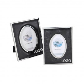 Lizard Pattern Leather Alloy Photo Frame with Logo