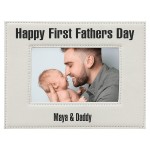 4" x 6" White/Black Leatherette Photo Frame with Logo