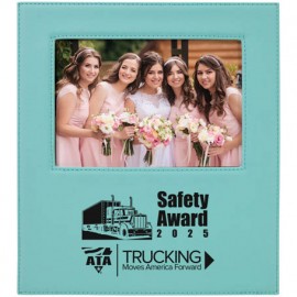 Leatherette Frame Holds 5 x 7, Teal with Logo  Leatherette Frame Holds 5 x 7, Teal with Logo
