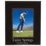 Personalized 5" x 7" Black/Silver Leatherette Photo Frame