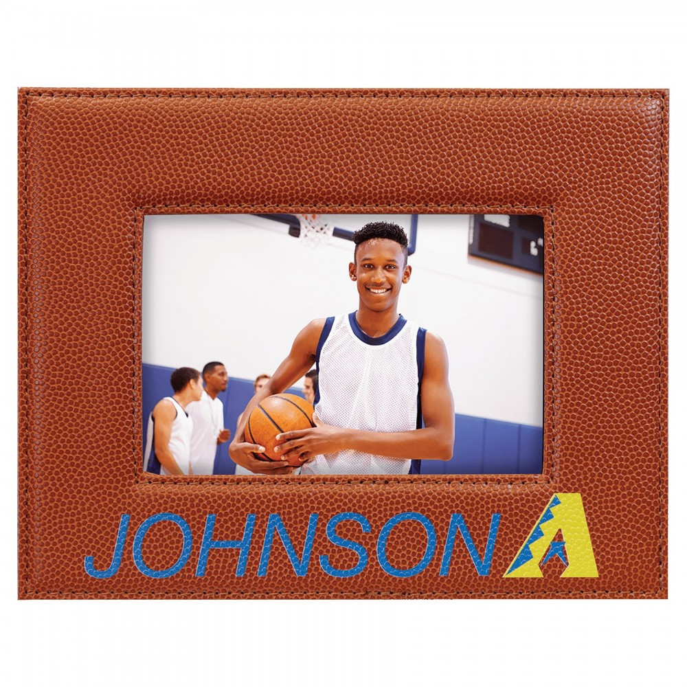 4" x 6" Basketball Leatherette Photo Frame with Logo 4" x 6" Basketball Leatherette Photo Frame with Logo