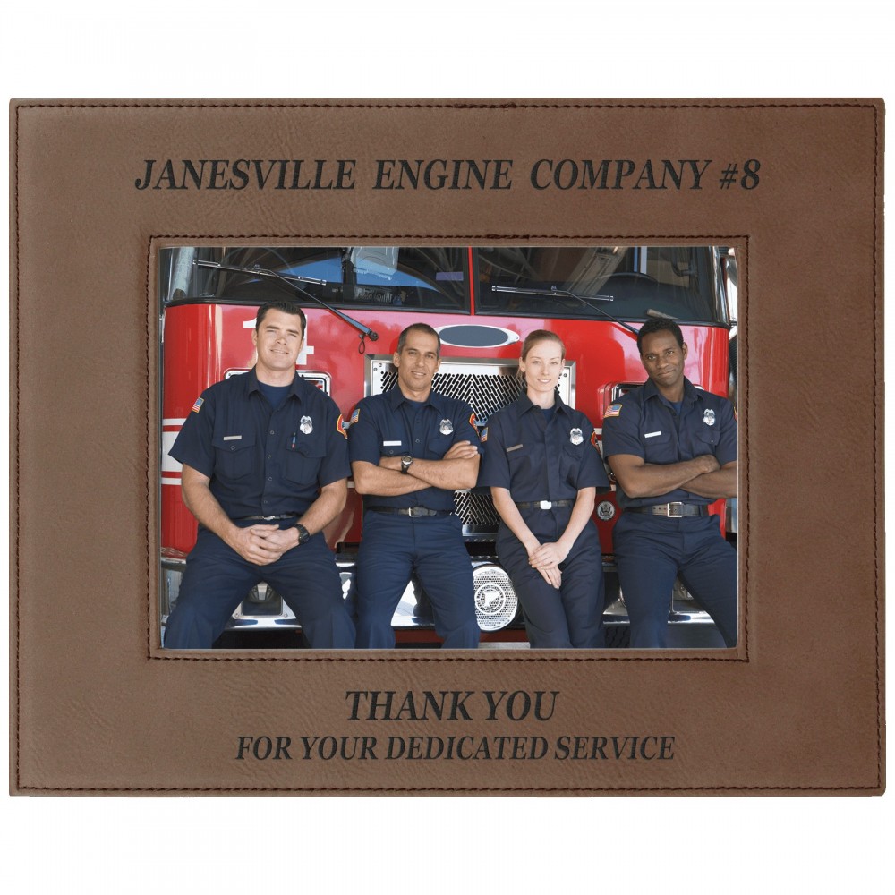 Personalized 5" x 7" Dark Brown Leatherette Photo Frame