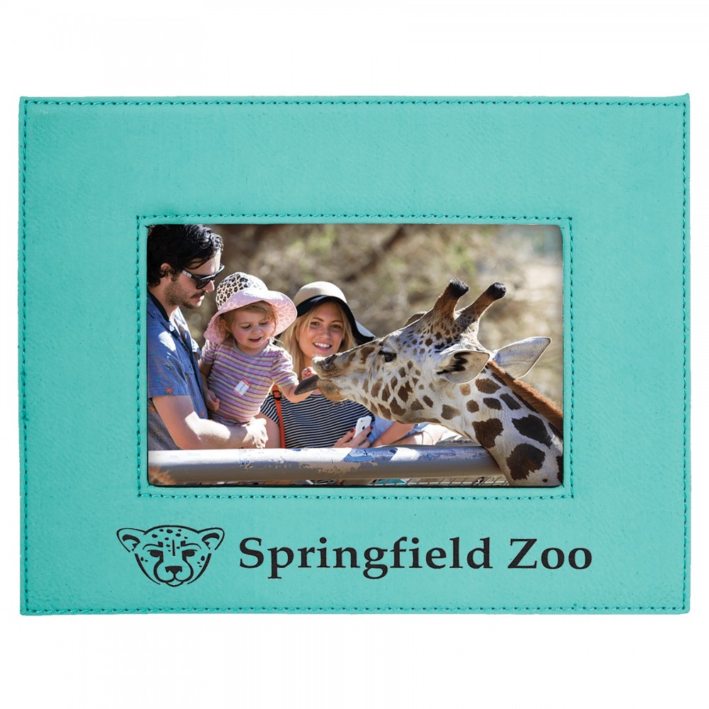 4" x 6" Teal Leatherette Photo Frame with Logo