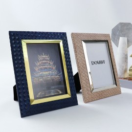 Metal Woven Leather Picture Frame with Logo  Metal Woven Leather Picture Frame with Logo