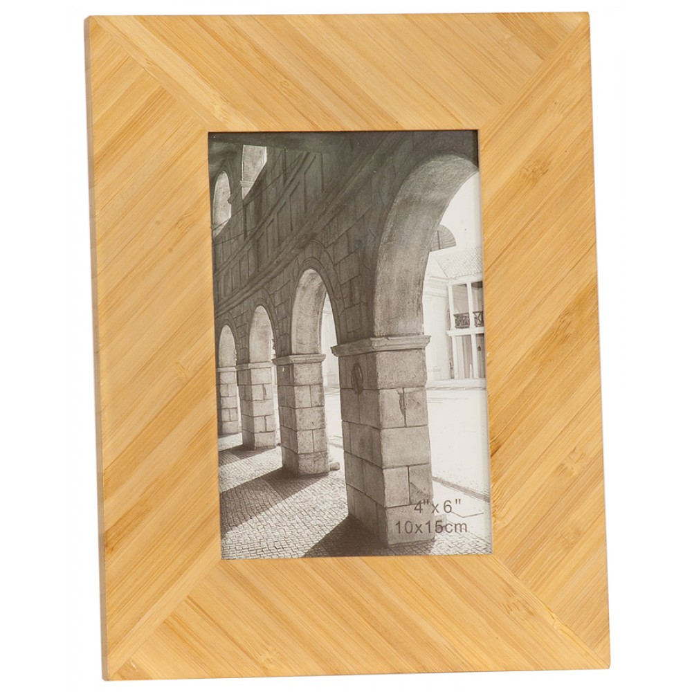 4" x 6" - Wood Picture Frame - Bamboo with Logo