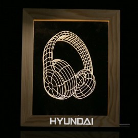 LED 3D Illusion Light In A Wood Picture Frame Personalization Optional - Air price with Logo