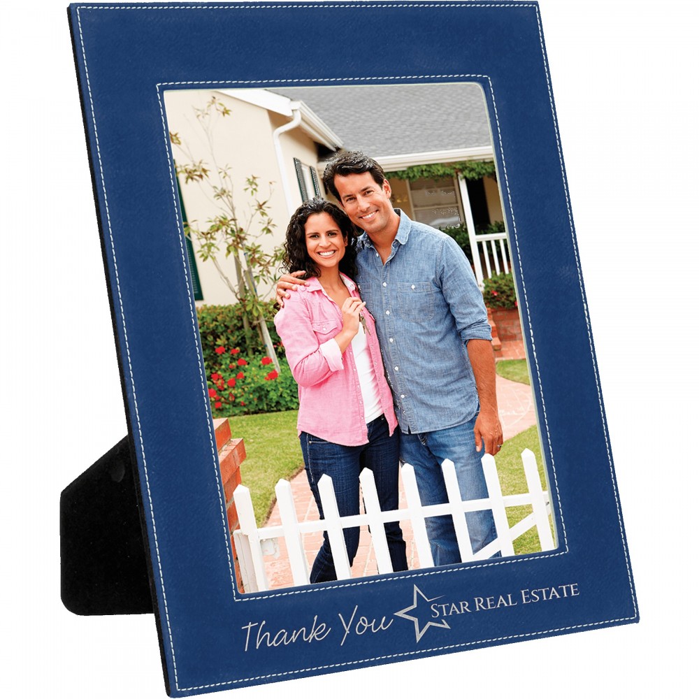 Personalized 8" x 10" Blue/Silver Leatherette Photo Frame Personalized 8" x 10" Blue/Silver Leatherette Photo Frame