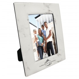 5" x 7" White Marble Leatherette Photo Frame with Logo