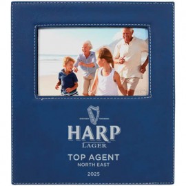 Leatherette Frame Holds 4 x 6, Blue/Silver with Logo  Leatherette Frame Holds 4 x 6, Blue/Silver with Logo