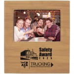 Leatherette Frame Holds 5 x 7, Bamboo with Logo