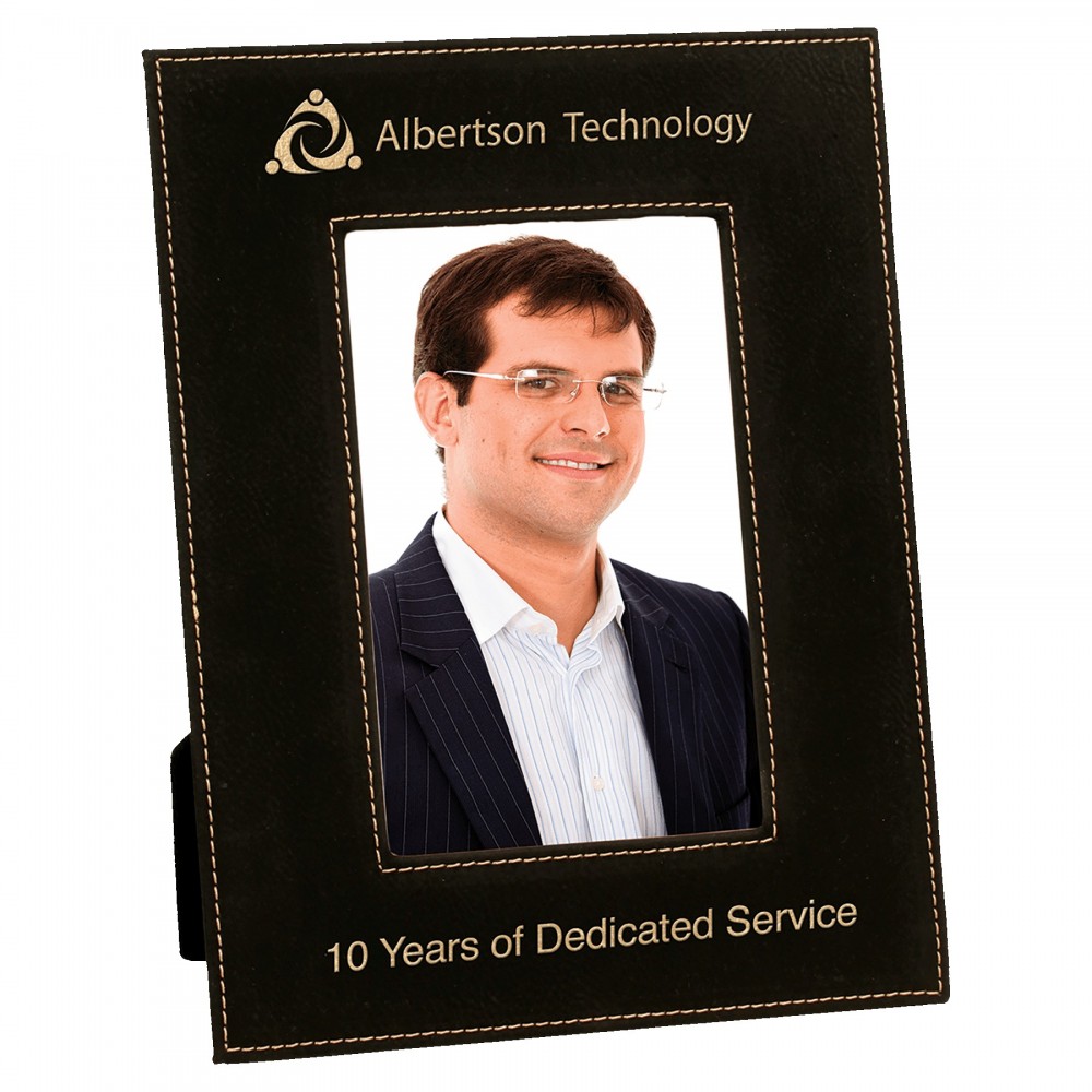Logo Branded 4" x 6" Black/Gold Leatherette Photo Frame Logo Branded 4" x 6" Black/Gold Leatherette Photo Frame
