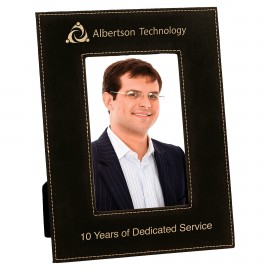 Logo Branded 4" x 6" Black/Gold Leatherette Photo Frame