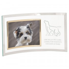 Personalized 13" x 7.5" Jade Glass Crescent with 7" x 5" Picture Frame