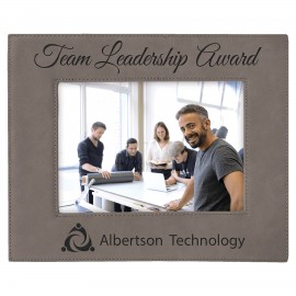 Logo Branded 5" x 7" Gray Leatherette Photo Frame  Logo Branded 5" x 7" Gray Leatherette Photo Frame