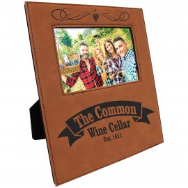 Promotional Rawhide Leatherette Photo Frame w/4.25" x 7.9" Eng Area