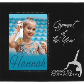Personalized Black/Silver Leatherette Pic Frame w/4.25" x 8.9" Eng Area  Personalized Black/Silver Leatherette Pic Frame w/4.25" x 8.9" Eng Area