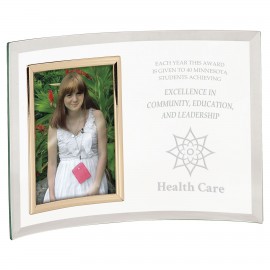 Custom 10" x 7" Jade Glass Crescent with 3.5" x 5" Picture Frame  Custom 10" x 7" Jade Glass Crescent with 3.5" x 5" Picture Frame