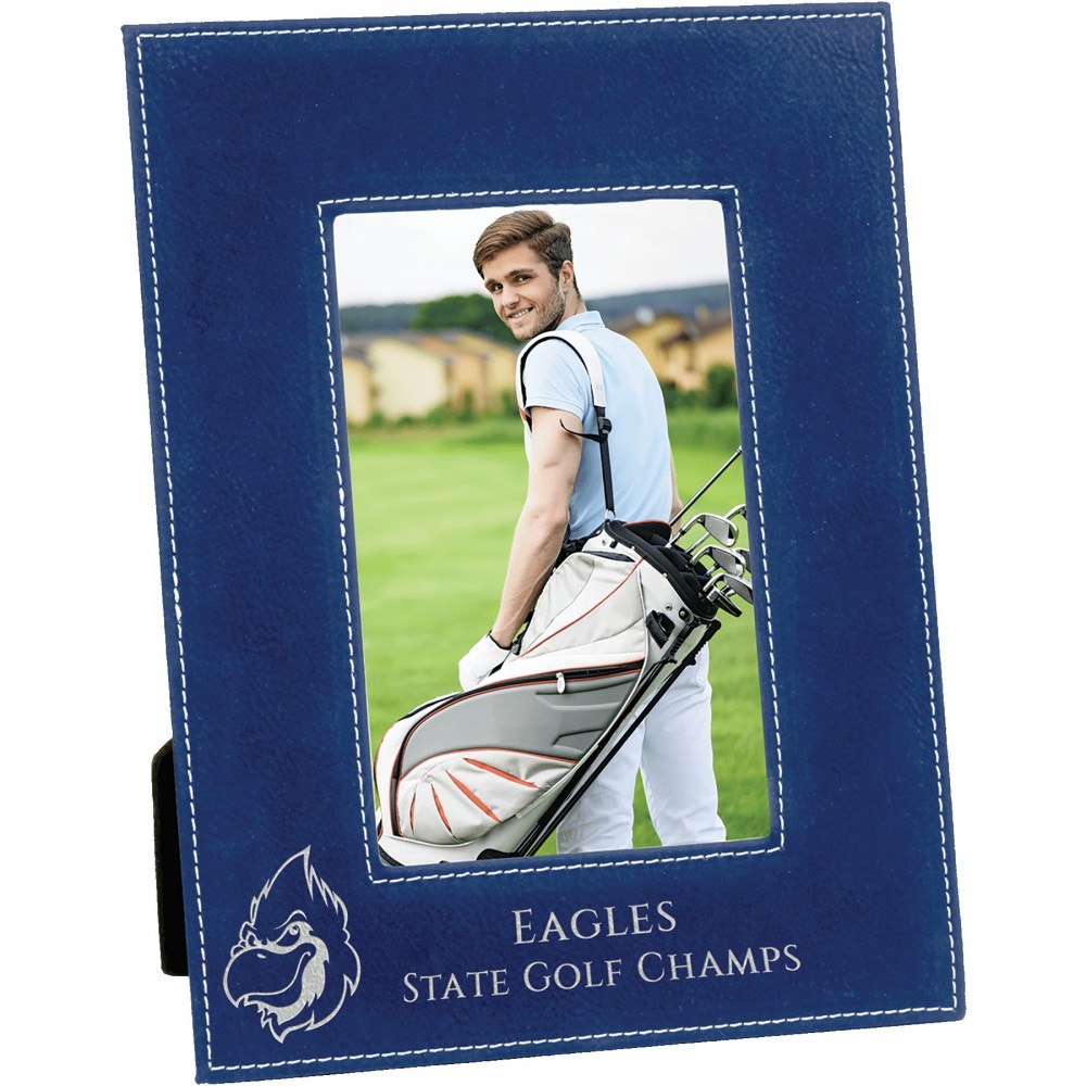 Promotional 4" x 6" Blue/Silver Leatherette Photo Frame Promotional 4" x 6" Blue/Silver Leatherette Photo Frame